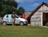 Unser Ersatzwagen: Hyundai Atos (vor der Strohhütte auf Cayo Coco)