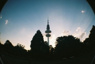 Fernsehturm vom Planten un Blomen aus - Fisheye-Kamera